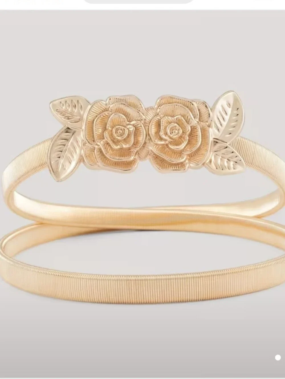 Gold-Tone Rose Flower Elastic Waist Belt Size Small NIP